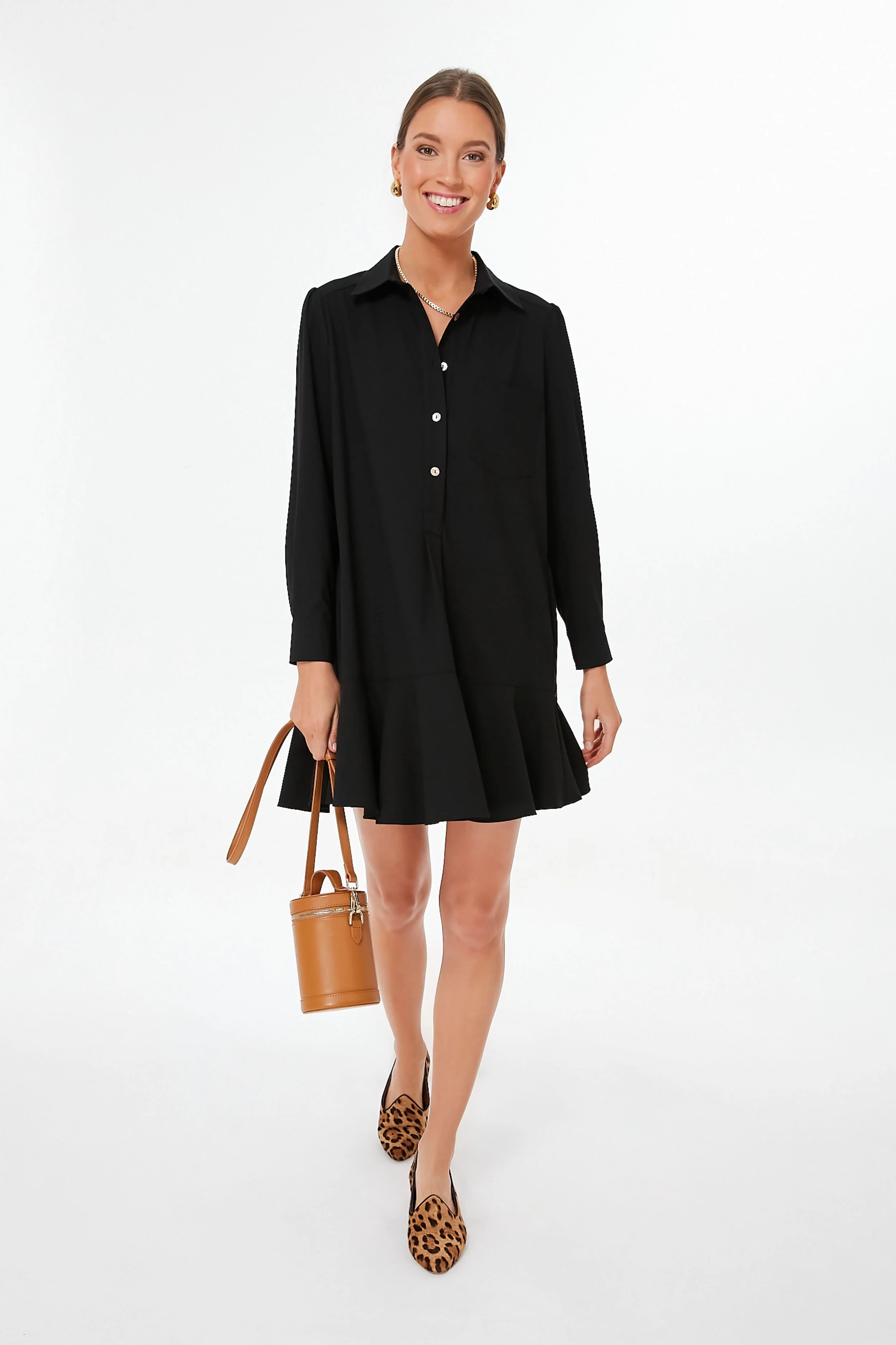 Black Crepe Callahan Shirt Dress | Tuckernuck (US)