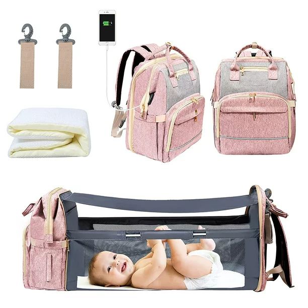 WiseWater Diaper Bag Backpack with Changing Station, USB Charging Port, Waterproof Mommy Bag with... | Walmart (US)