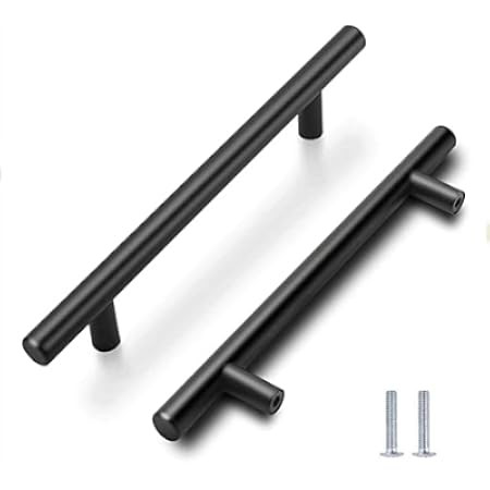 10 Pack 7.38'' Cabinet Pulls Flat Black Stainless Steel Kitchen Cupboard Handles Cabinet Handles 7.3 | Amazon (US)