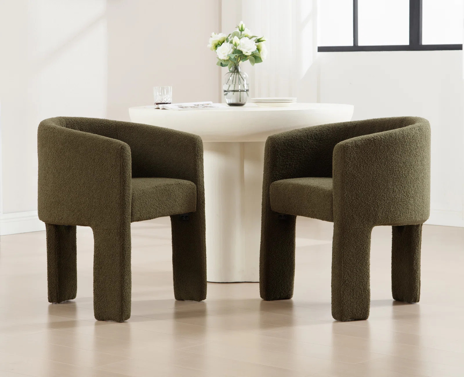 Brayden Studio\u00ae Modern Barrel Dining Chair With Solid Wood Legs, Upholstered Arm Dining Chai... | Wayfair North America