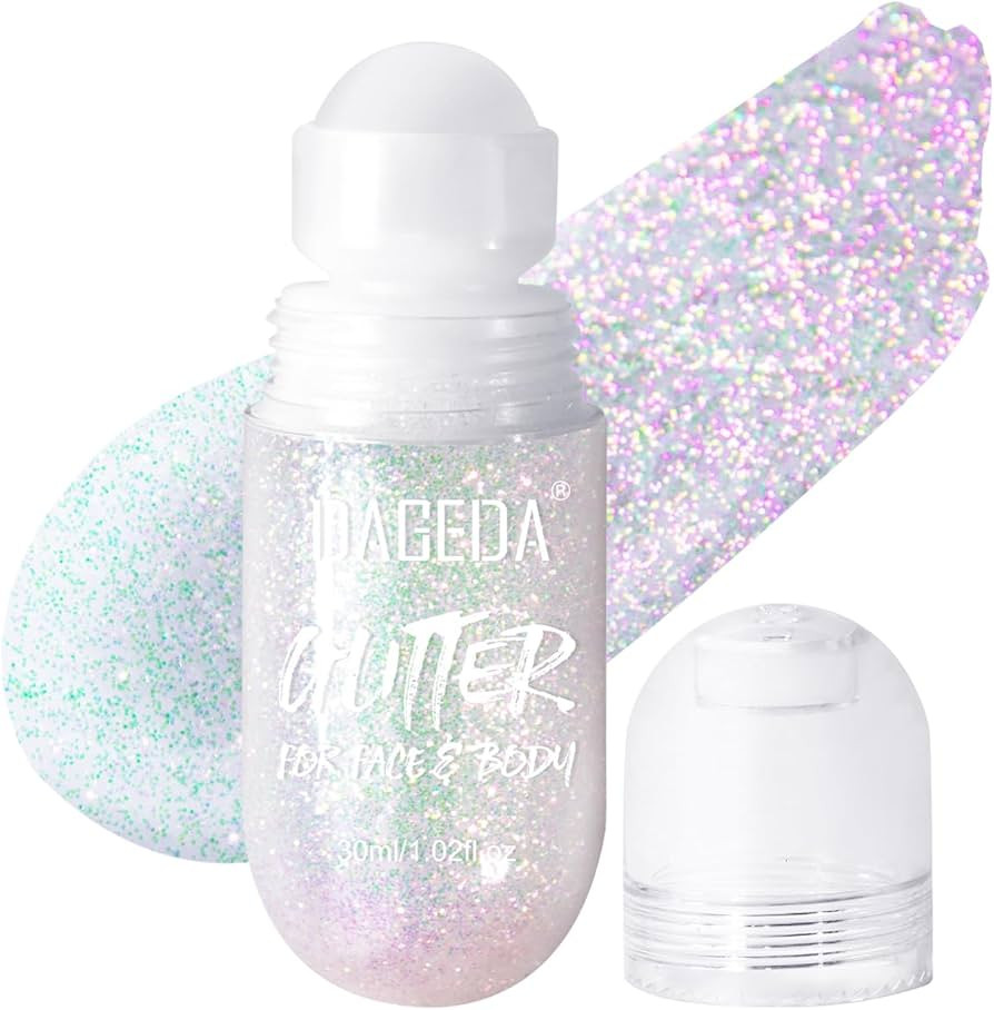 DAGEDA Body Glitter Gel, Roll-on Face Glitter for Mermaid Makeup Festival Rave Accessories, Holog... | Amazon (US)