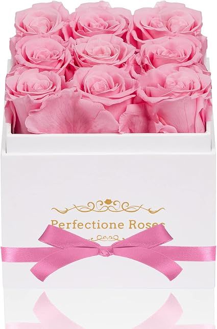 Preserved Flowers in a Box, Pink Real Roses Long-Lasting Rose Birthday Gifts for Her Anniversary ... | Amazon (US)