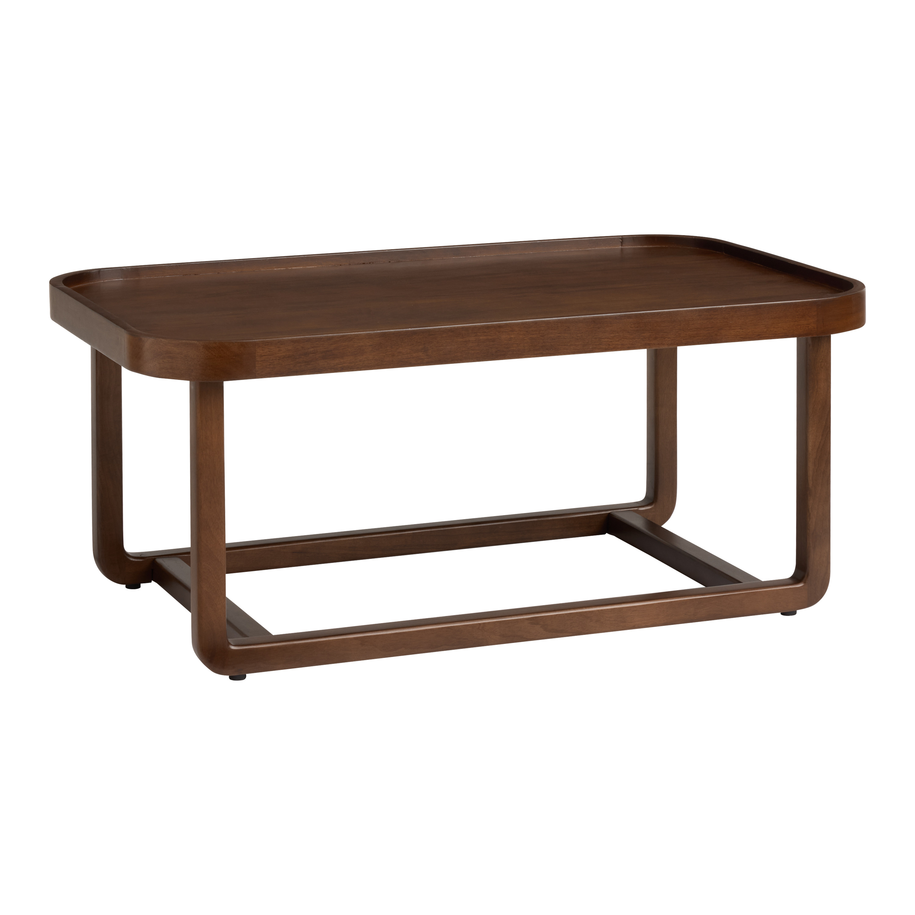 Brinley Deep Walnut Curved Tray Top Coffee Table | World Market
