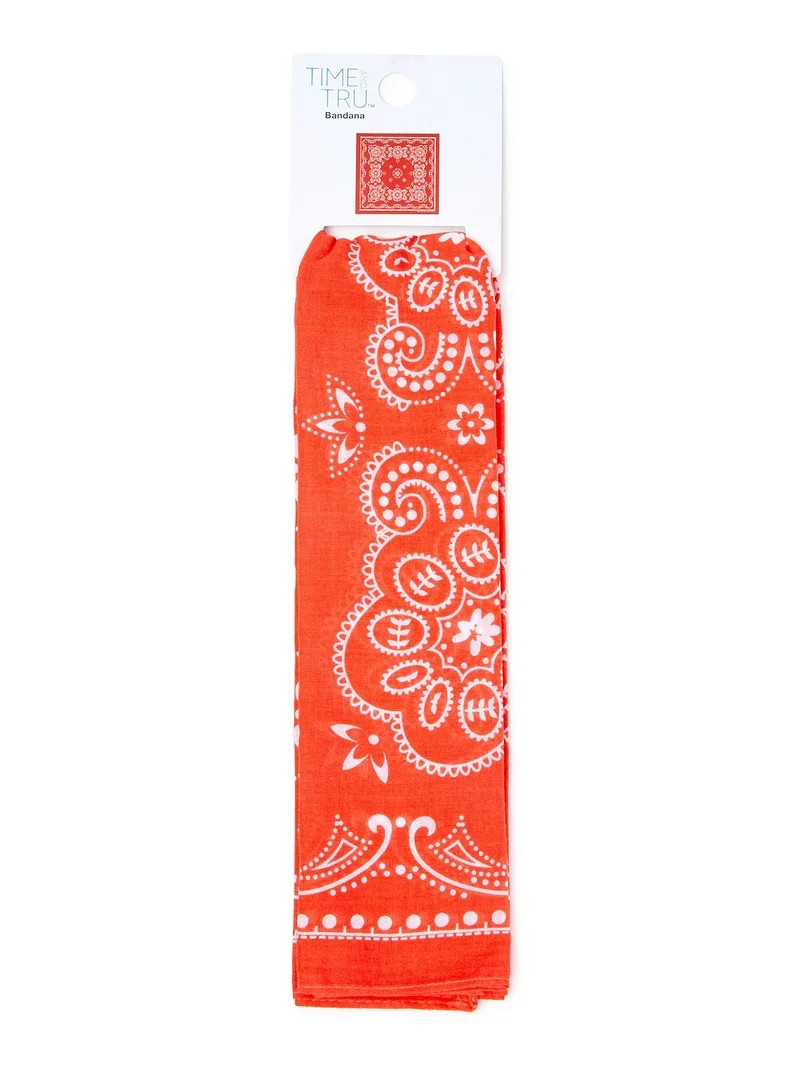 Time and Tru Women's Western Star Bandana, Orange Mango, One Size Fits Most - Walmart.com | Walmart (US)