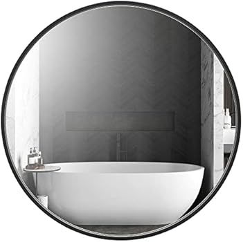 Bonverre 36 Inch Round Wall Mirror, Wall Mounted Aluminum Frame Circle Mirror for Bathroom, Vanit... | Amazon (US)