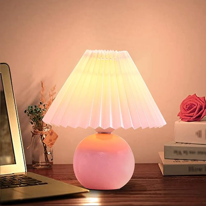 Zenply Korean Pleated Table Lamp, Bedside Nightstand Mini Lamp for Bedroom Living Room Side Table... | Amazon (US)