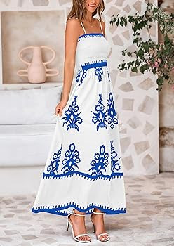 PRETTYGARDEN Summer Dress for Women 2025 Floral Sundress Spaghetti Strap Flowy Beach Vacation Boh... | Amazon (US)