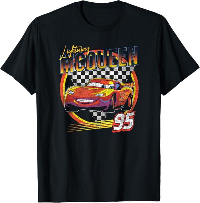 Disney Pixar Cars Lightning McQueen Vintage Race T-Shirt Small | Amazon (US)