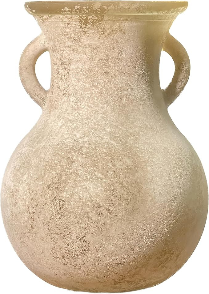 7.9in Brown Glass Vintage Vase, Art Deco Double Eared Antique Marble Texture Vase | Amazon (US)