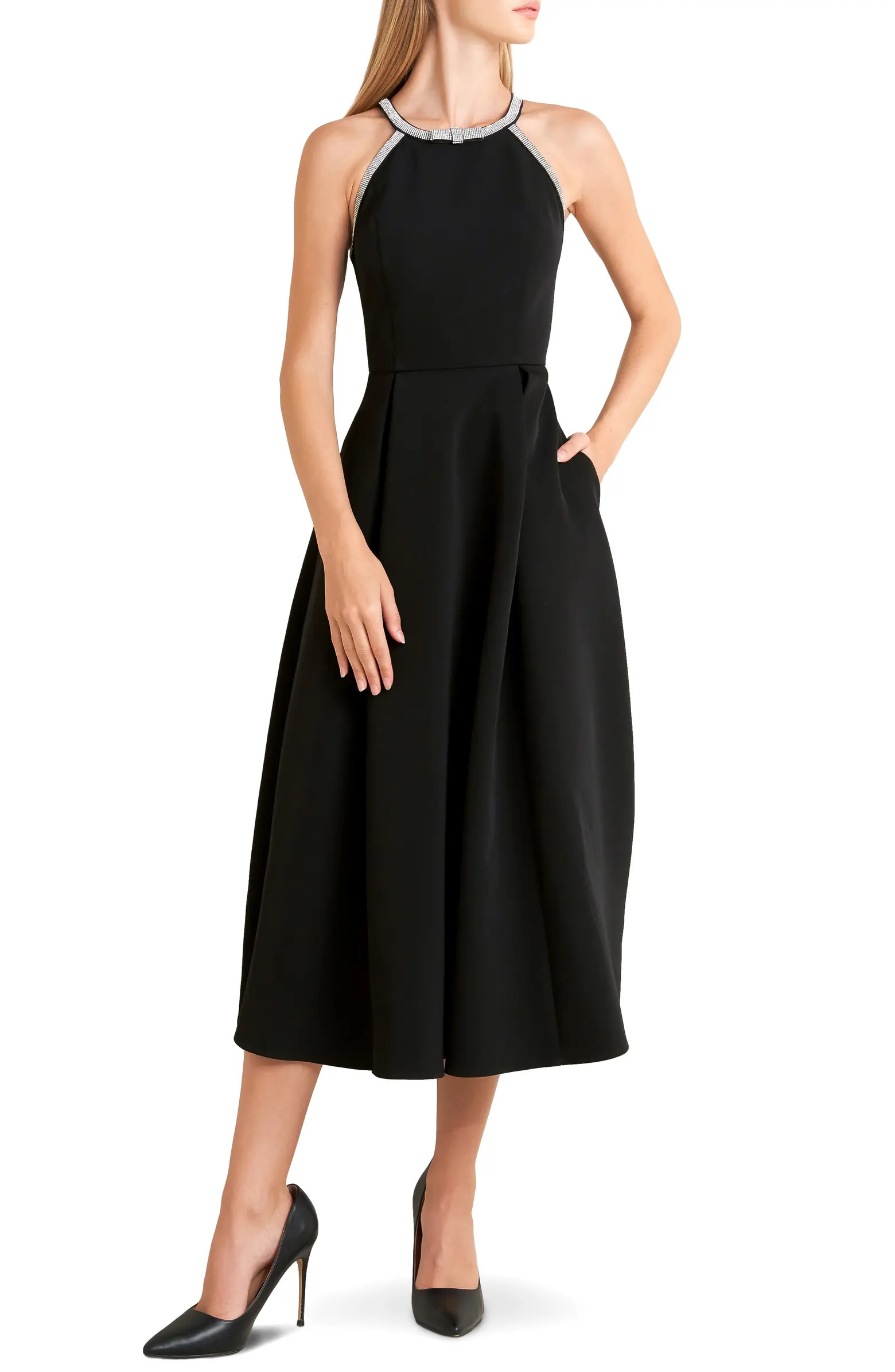 FREEMARKET Rhinestone Sleeveless Midi Dress | Nordstrom | Nordstrom