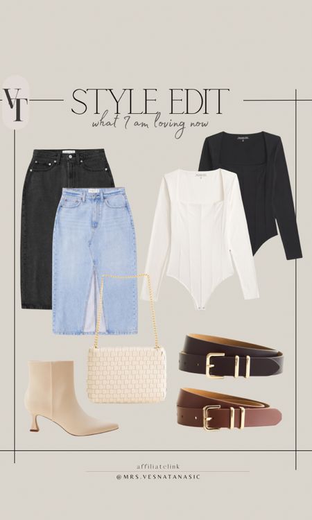 STYLE EDIT: What I am loving right now from Abercrombie! Perfect to transition into spring too! Add a light jacket or trench coat to complete the look. #abercrombie #abercrombiejeans #jeans #denimskirt #springoutfit #springfashion #denimskirt #bodysuit #bodysuit #boots #bag #abercrombieandfitch 

#LTKworkwear #LTKshoecrush #LTKmidsize