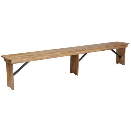 Flash Furniture HERCULES Series 8' x 12'' Antique Rustic Solid Pine Folding Farm Bench with 3 Legs | Walmart (US)