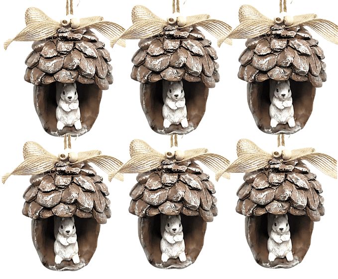 Holiday Time Set of 6 Squirrel In Pinecone Ornament. Christmas in MTN Theme. Brown & White Color.... | Walmart (US)