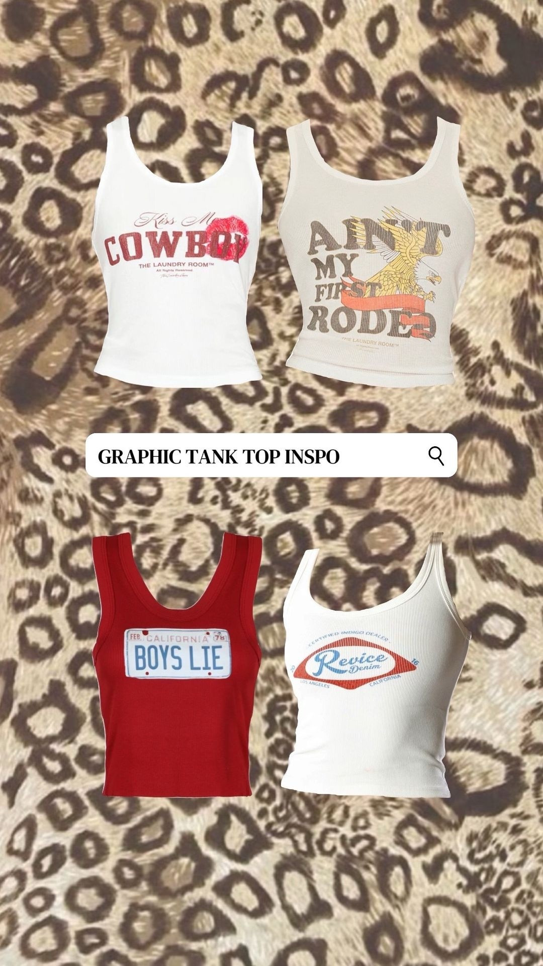 graphic tank top inspo! ❤️✨🔥🐆 #graphictanktop #summerinspo #styleguide #basictops 

#LTKU #LTKFestival #LTKootd