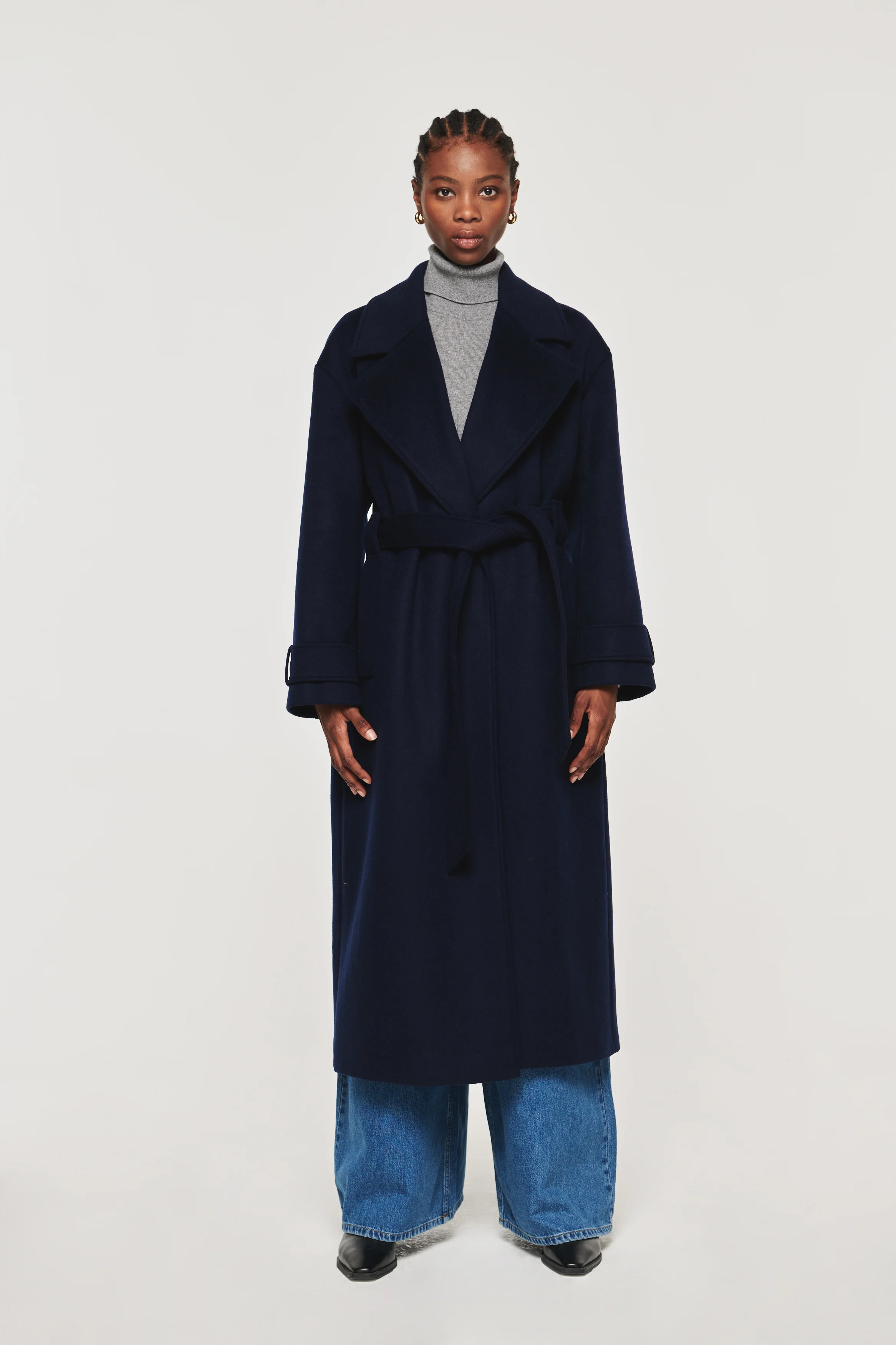 George | Wrap Slouch Coat in Navy | ALIGNE | Aligne UK