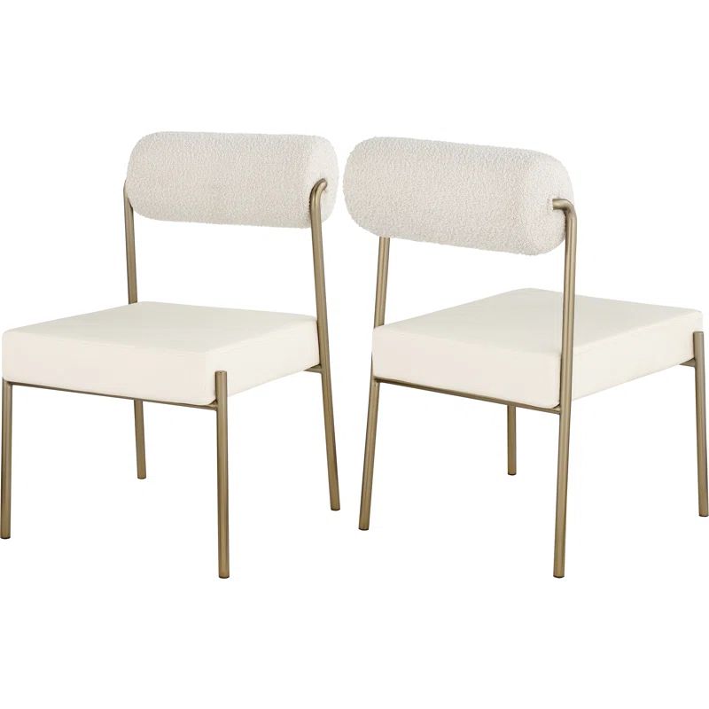 Carly Boucle Fabric & Faux Leather Dining Chair (Set of 2) | Wayfair North America