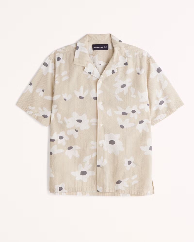 Camp Collar Seersucker Button-Up Shirt | Abercrombie & Fitch (US)