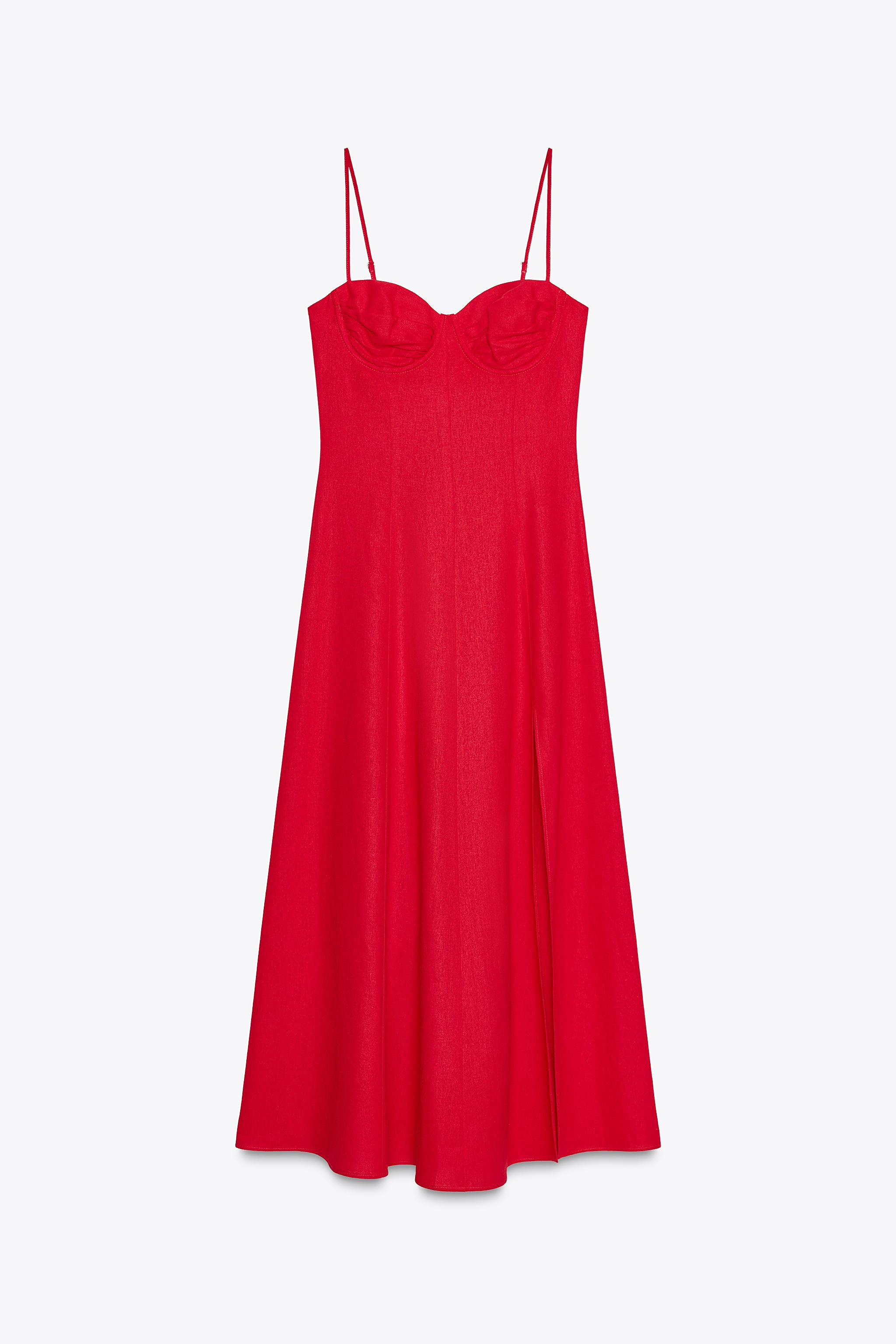 LINEN MIDI CORSET DRESS | Zara US