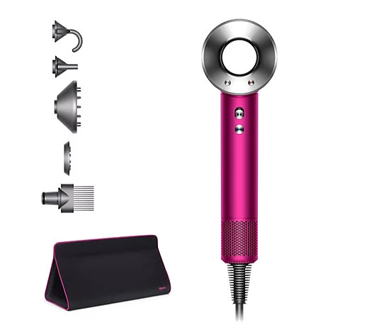 Dyson Fuchsia Supersonic Hair Dryer with Travel Bag - QVC UK | QVC UK
