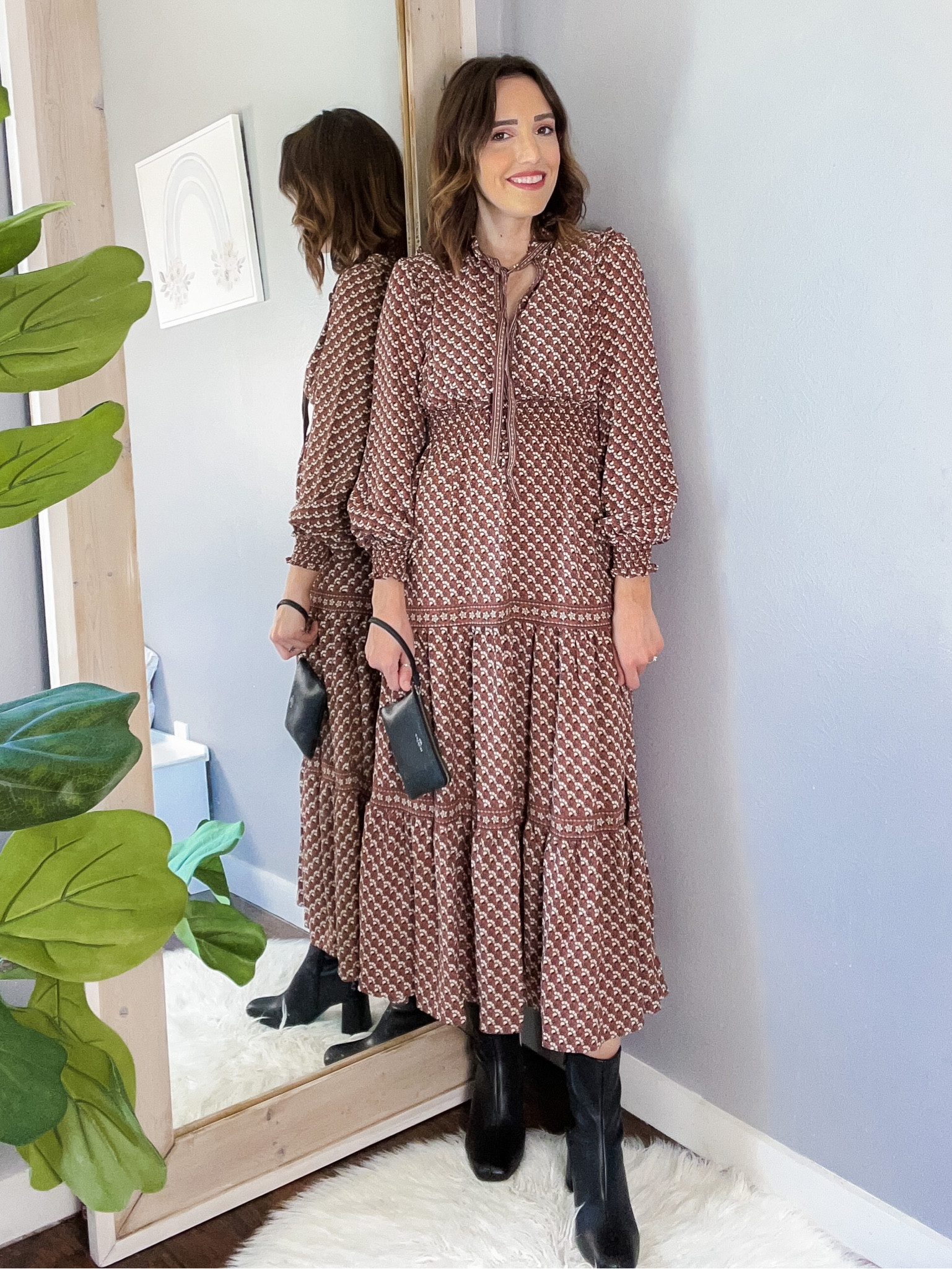 Brown long sleeve maxi dress - amazon prime dresses - black booties - target boots - coach purse - wristlet purse - modest dresses - church outfits - teacher outfits - Christian fashion blogger

#LTKSeasonal #LTKstyletip #LTKworkwear