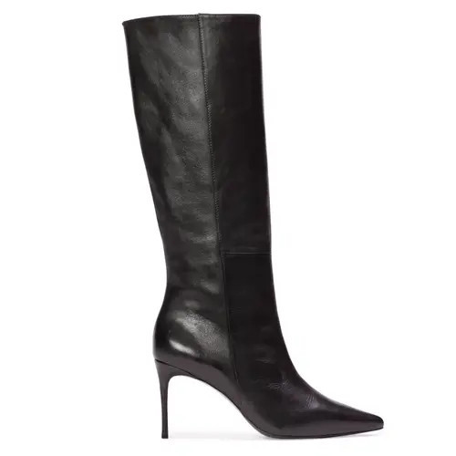 BLACK SUEDE STUDIO Kath 80 Boot in Black Leather at Nordstrom, Size 38.5 | Nordstrom