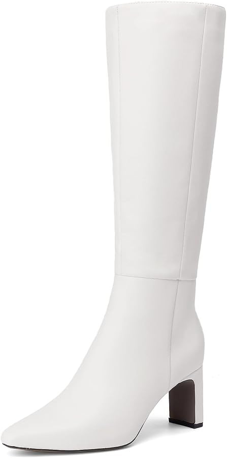 DREAM PAIRS Knee High Boots Women Chunky Block Heel Square Toe Side Zipper Tall Boots for Women | Amazon (US)