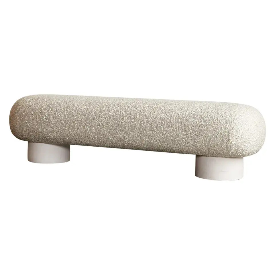 Kelly Wearstler Colina Bench, White Bouclé | 1stDibs