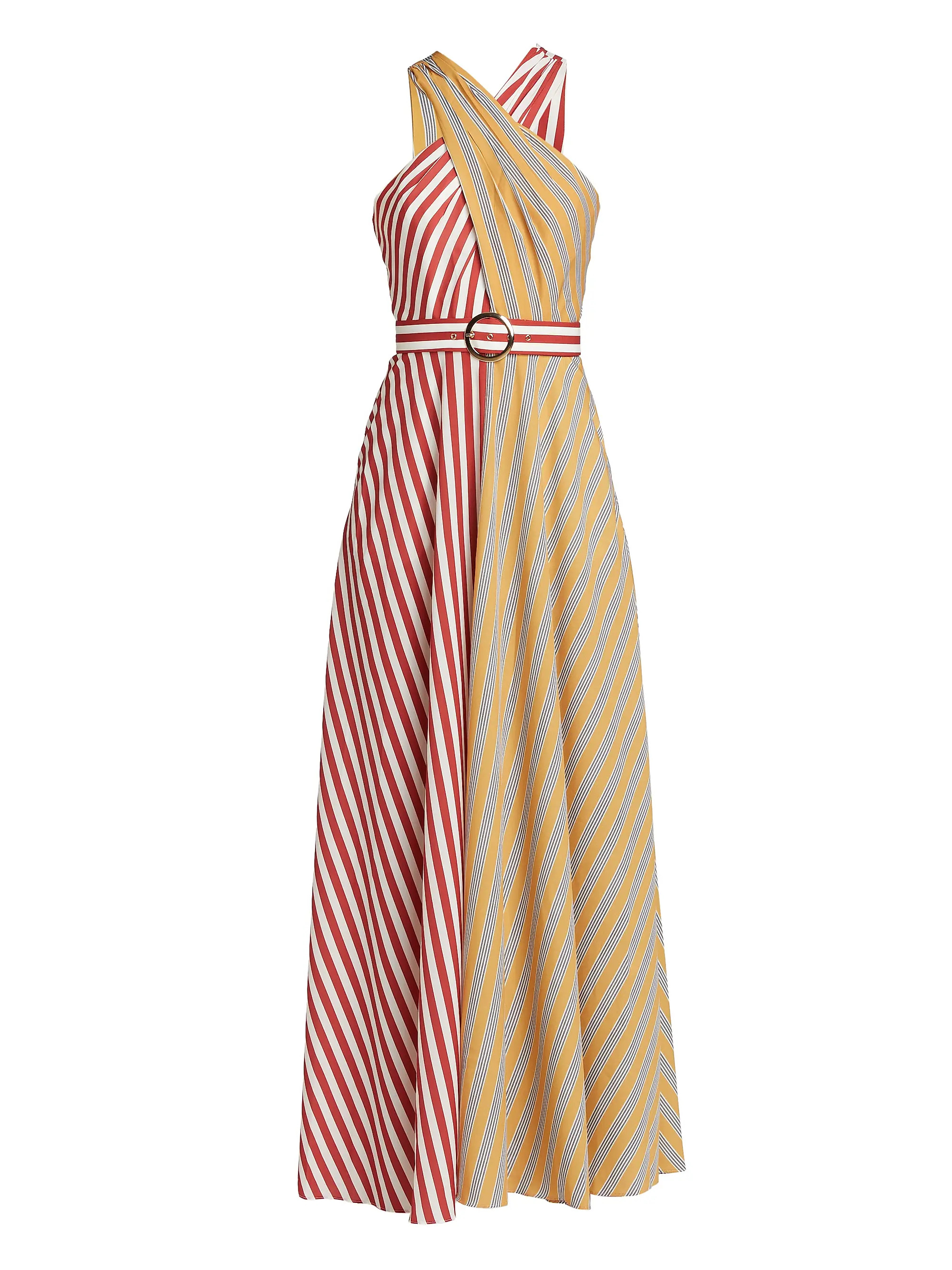 Mackenzie Split-Striped Halter Maxi Dress | Saks Fifth Avenue