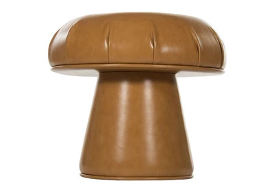 MUSHROOM OTTOMAN | Toffee Leather | Alice Lane Home Collection