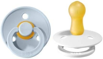 BIBS Baby Pacifier | BPA-Free Natural Rubber | Made in Denmark | White/Baby Blue 2-Pack (6-18 Mon... | Amazon (US)