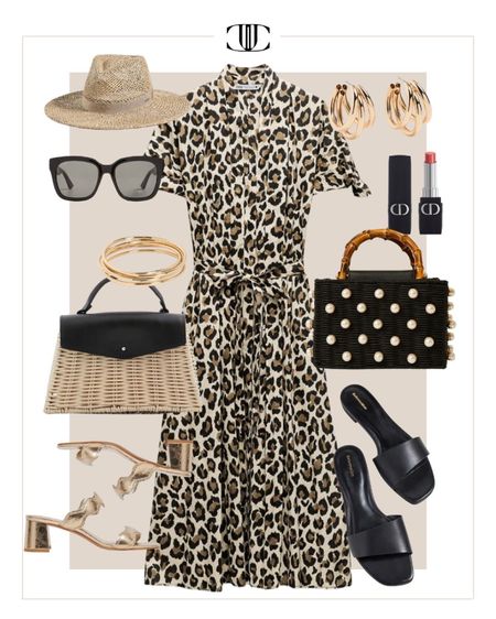 A fun pop of leopard print to bring some excitement to any outfit. 

Leopard dress. Straw hat, wicker bag, top handle bag. Slides, block heel, sunglasses, summer outfit, summer look

#LTKshoecrush #LTKstyletip #LTKover40