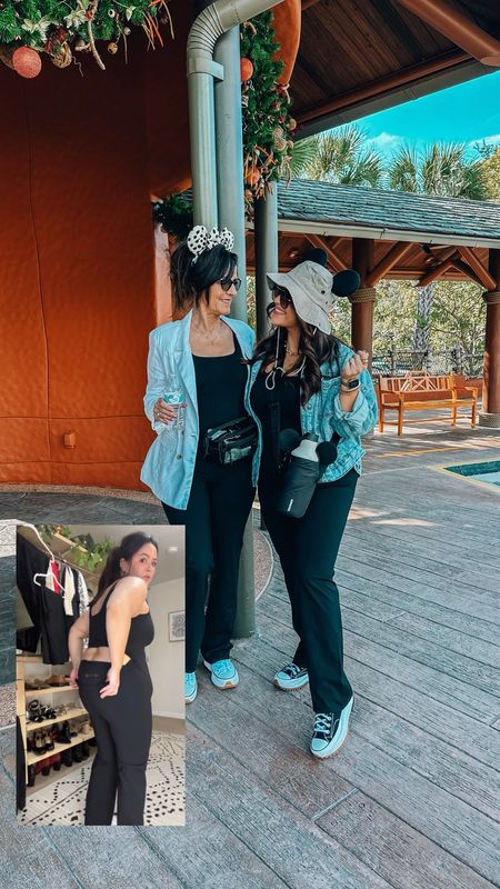 Midsize Disney outfits- animal kingdom Mom and me both wearing Spanx booty boost body suit code: taryntrulyxspanx
(me a size 14 wearing xl- her size 10/12 wearing large) - her belt bag is calpack - mine is corckcicle - both wearing converse high stars 
