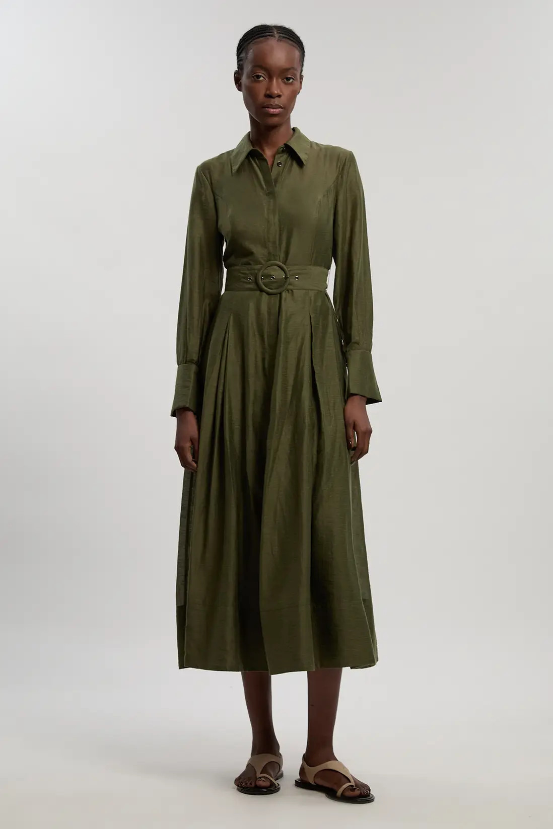 Organdie Woven Midi Shirt Dress | Karen Millen UK + IE + DE + NL