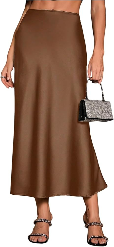 GORGLITTER Women's Satin Long Skirts High Waisted Flowy A Line Silk Elegant Maxi Skirt Country Co... | Amazon (US)