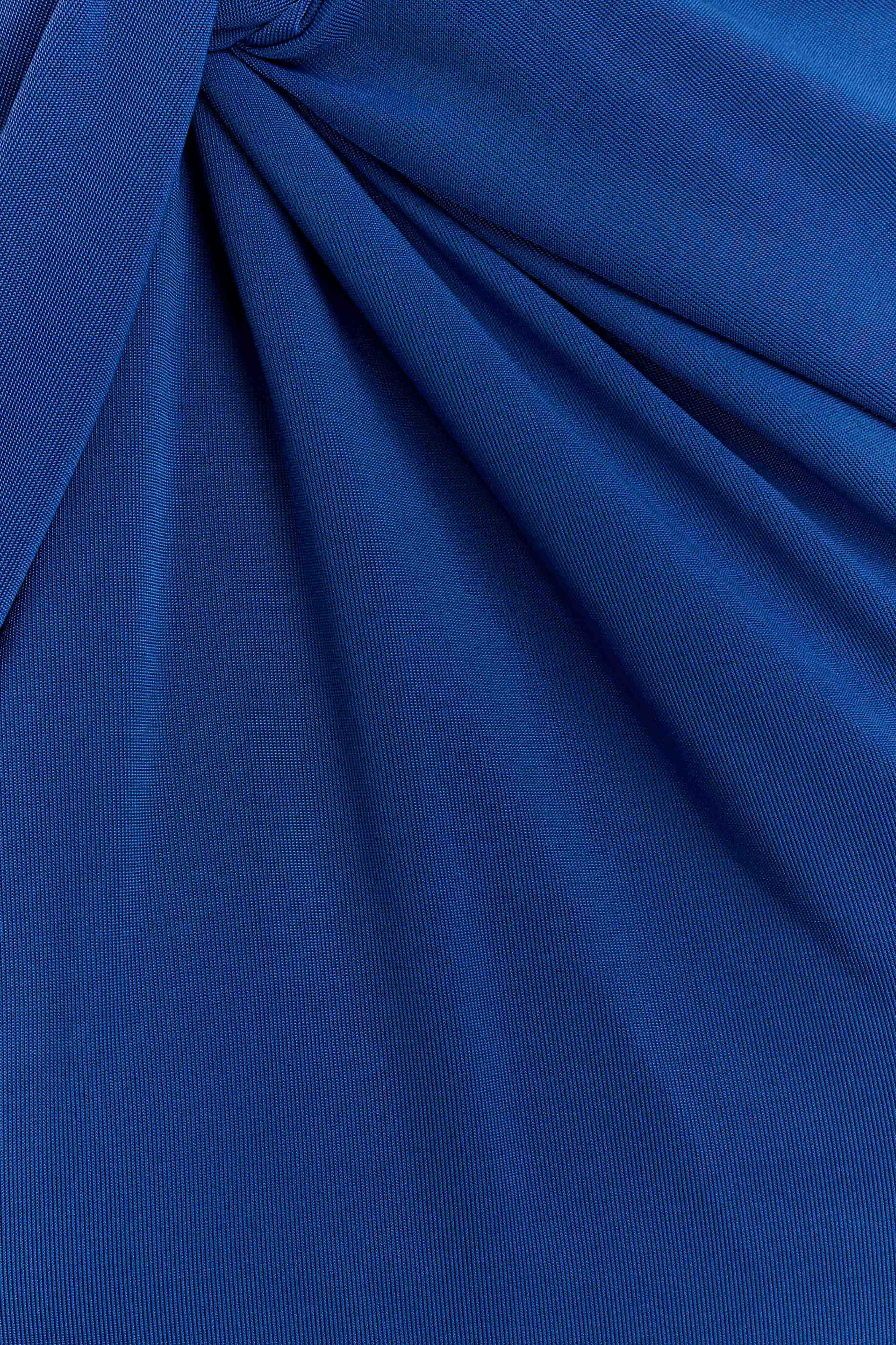 Marlee Asymmetrical Slinky Maxi Dress - Cobalt | MESHKI US