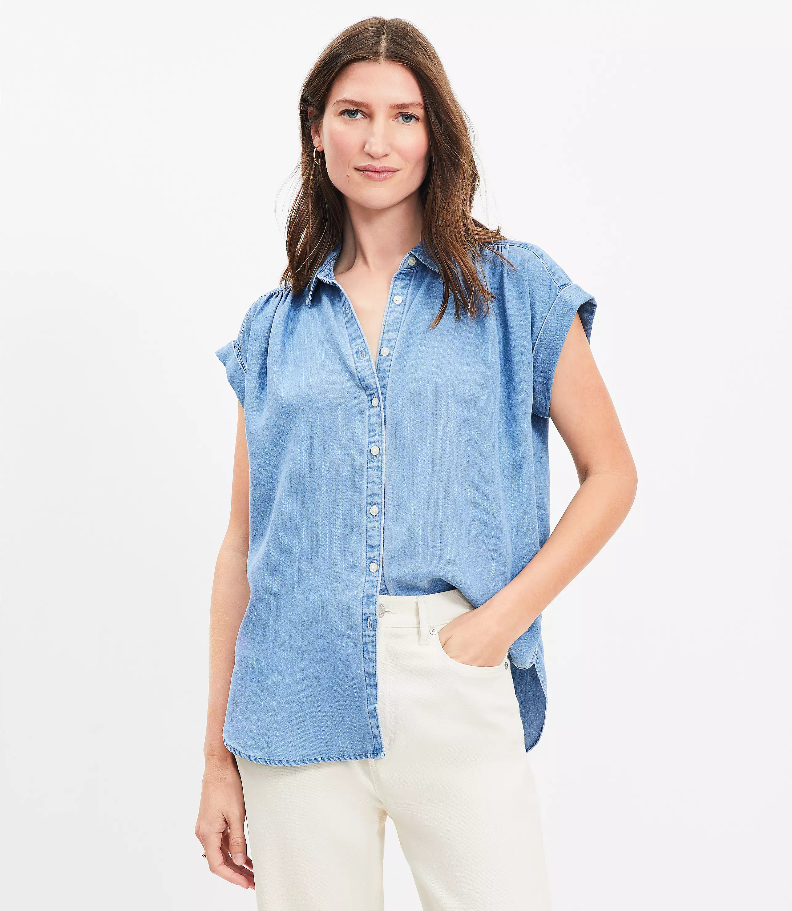 Chambray Dolman Shirt | LOFT