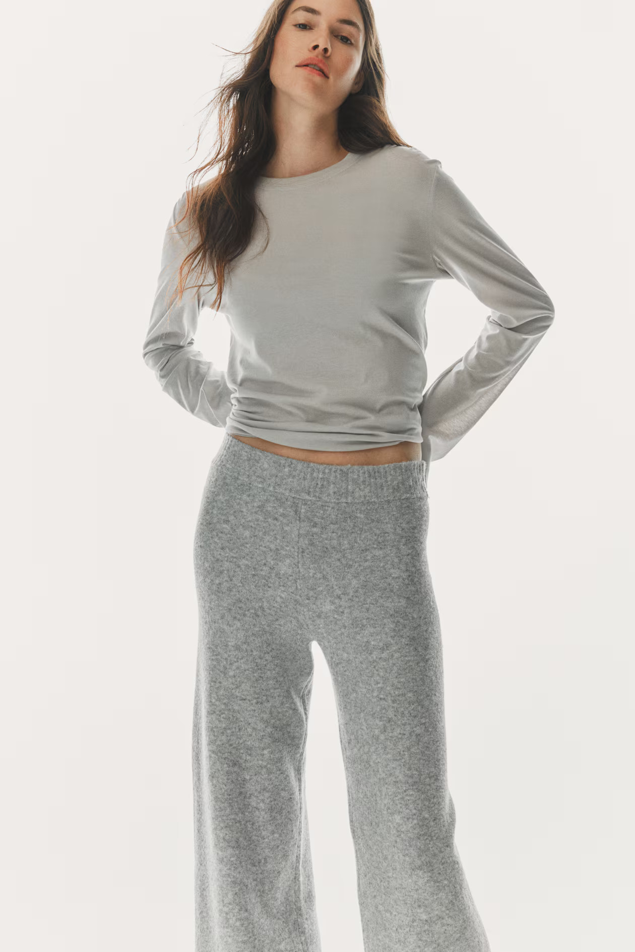 Fine-knit trousers - Grey marl - Ladies | H&M GB | H&M (UK, MY, IN, SG, PH, TW, HK)