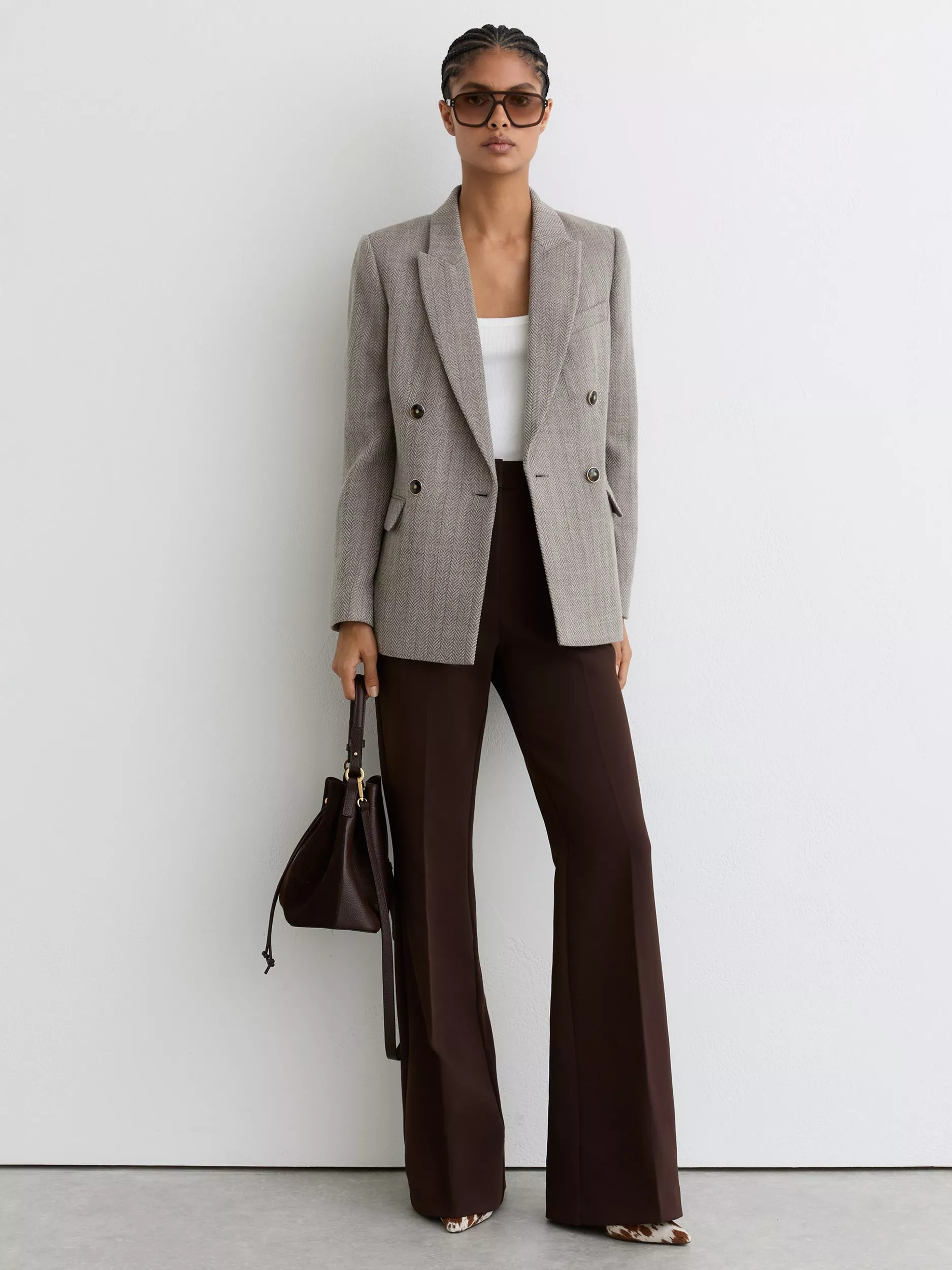 Reiss Ember Herringbone Wool Rich Jacket, Grey | John Lewis (UK)