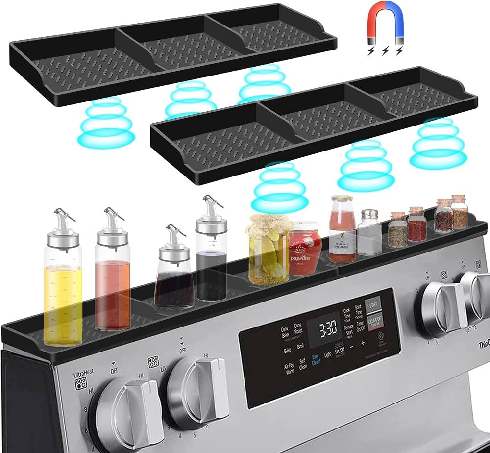 Hydream 30 Inch Magnetic Stove Top Shelf - Silicone Spice Rack Organizer for Kitchen - Above Stov... | Amazon (US)