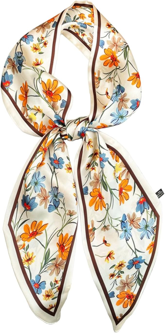 kcctoo 59" Mulberry Silk Like Head Scarf Women's Fashion Square Neck Satin Scarfs for Bag Hair Sc... | Amazon (US)