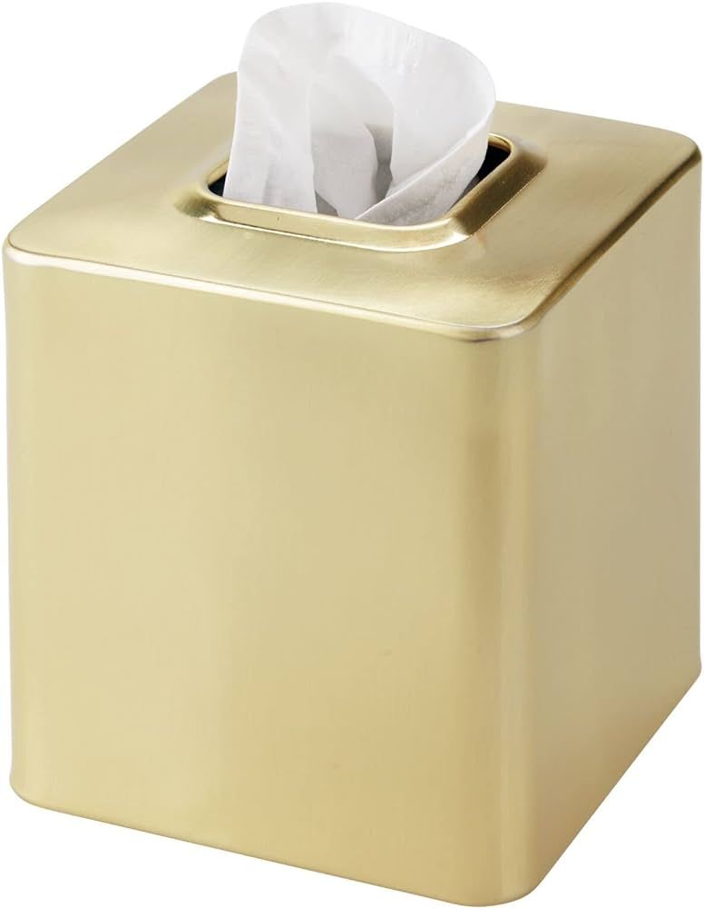mDesign Metal Square Tissue Box Cover Holder - Modern Accessories for Bathroom Vanity Countertop, Be | Amazon (US)