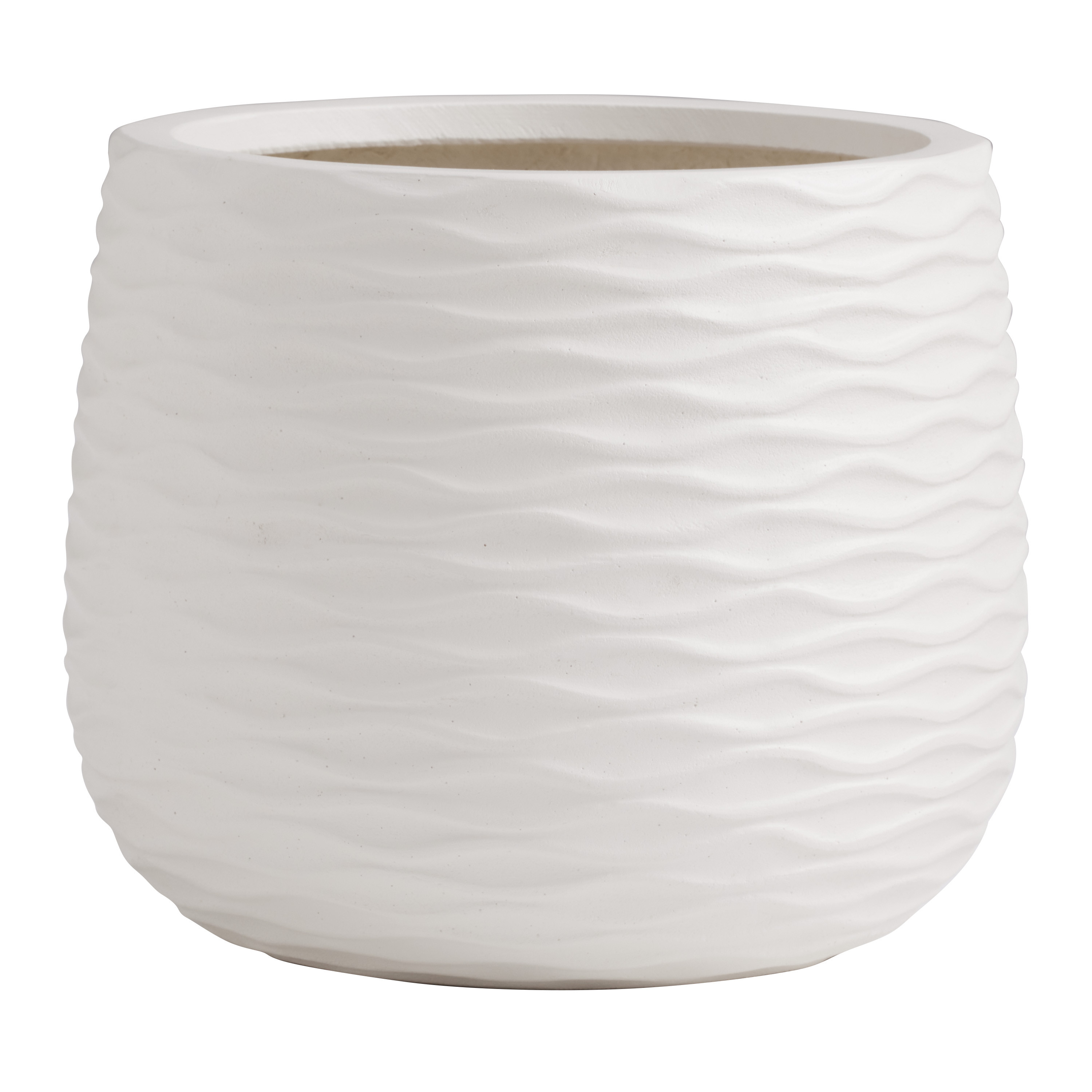 Sydney White Polystone Retro Waves Outdoor Planter | World Market