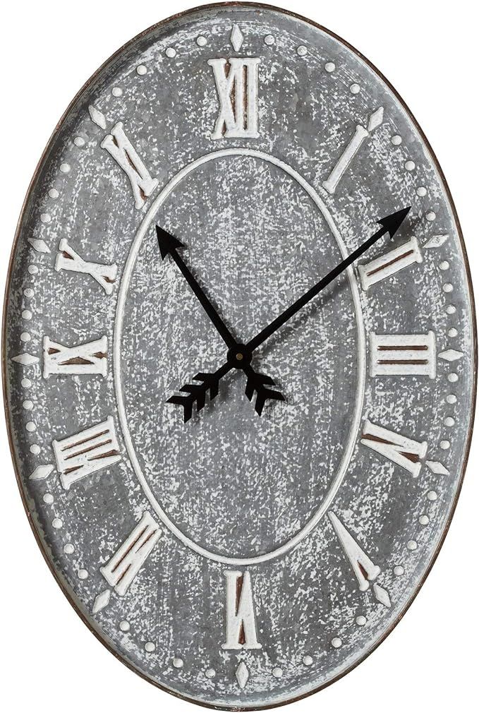 CBK Metal Washed Galvanized Oval Wall Clock 158366 | Amazon (US)