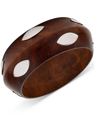 Lauren Ralph Lauren Silver-Tone Polished Wood Bangle Bracelet - Macy's | Macy's