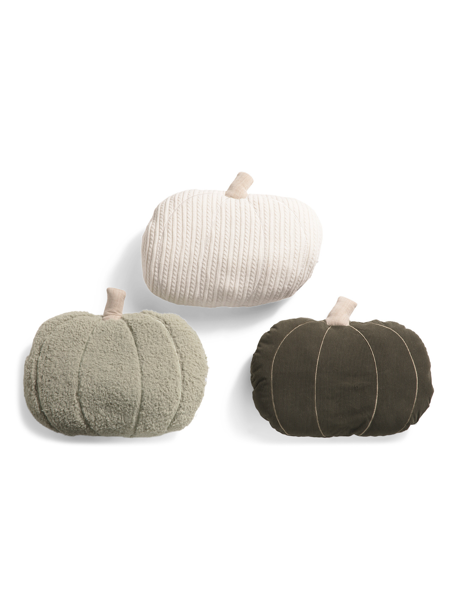 3pk Mixed Fabric Pumpkins Pillows | TJ Maxx