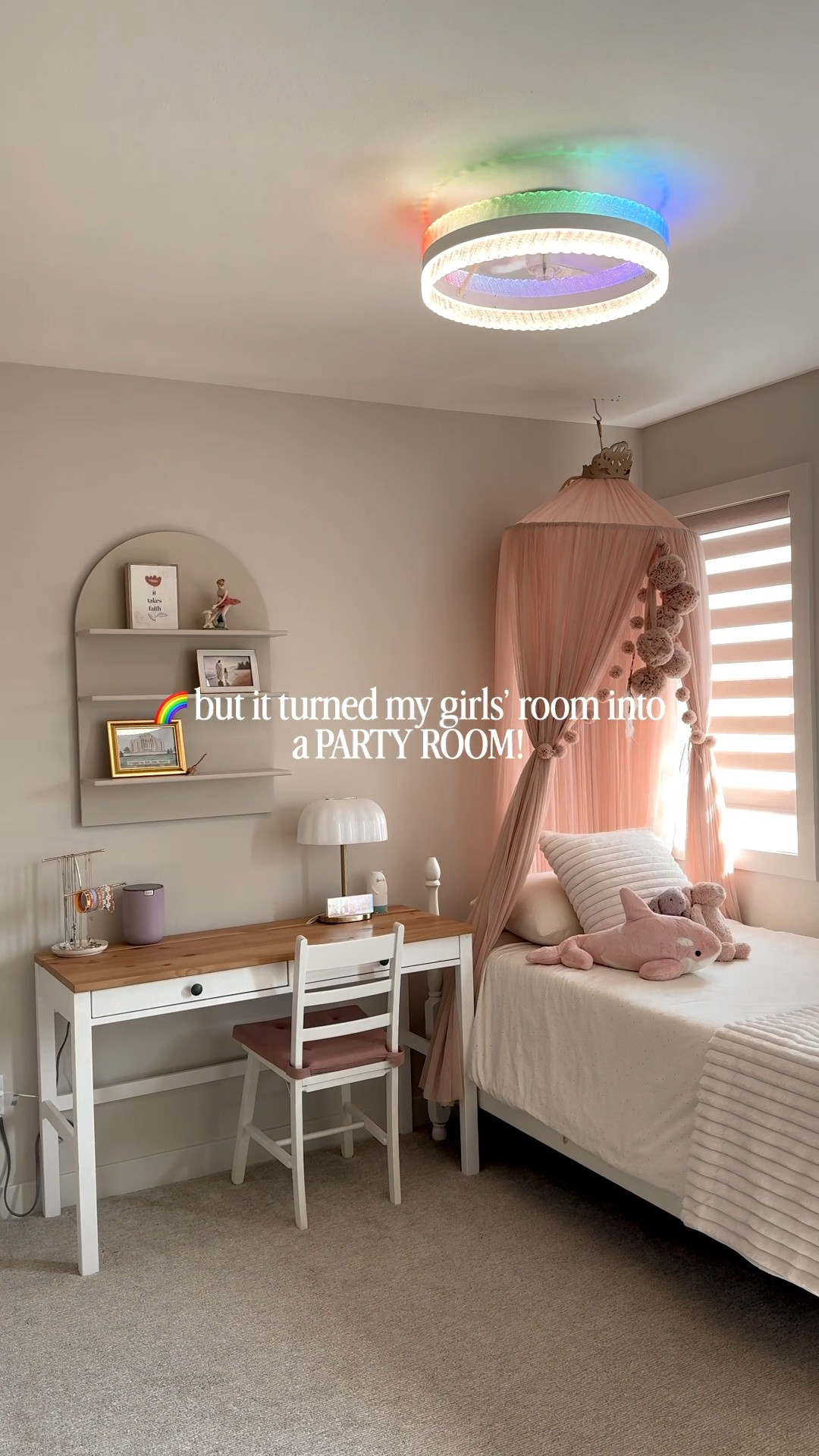 Room upgrade of the year? 👀✨

This ceiling fan light has everything my girls love:
💡Bright lighting
💨Built-in fan
🌈Rainbow ceiling projection
📱App control

Safe to say my girls are obsessed and their room has officially become the party room! 👯‍♀️✨🎉

#LTKHome #LTKdayinmylife #LTKKids