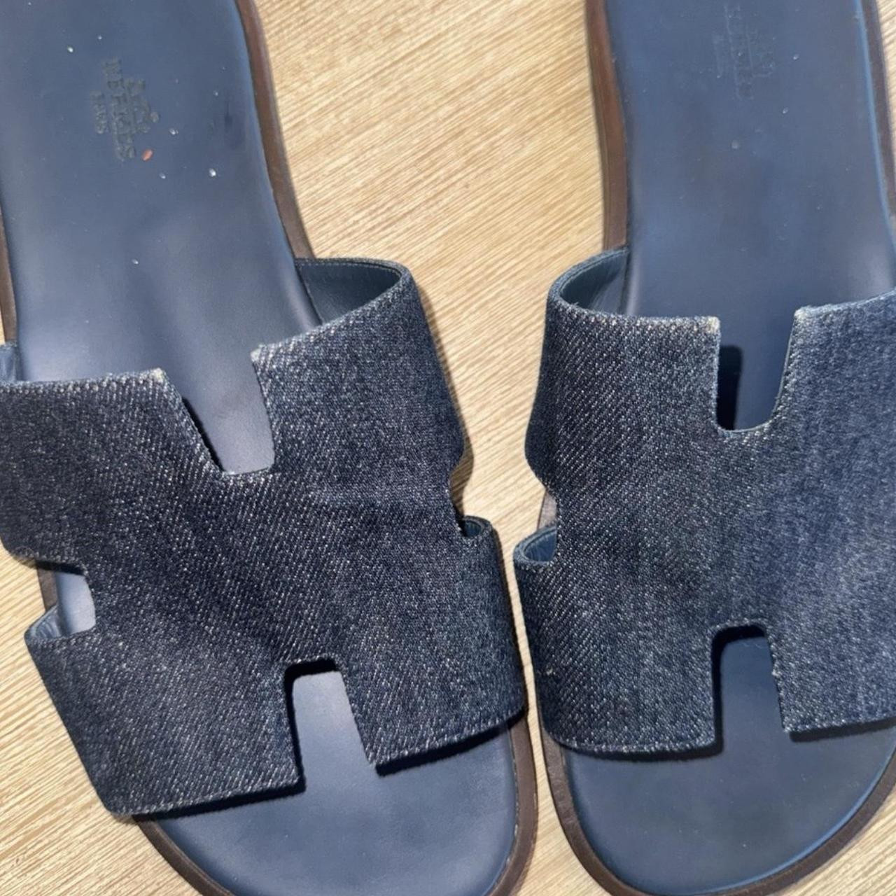 Hermes Men's Sandals - Black/Navy - US 11 | Depop US