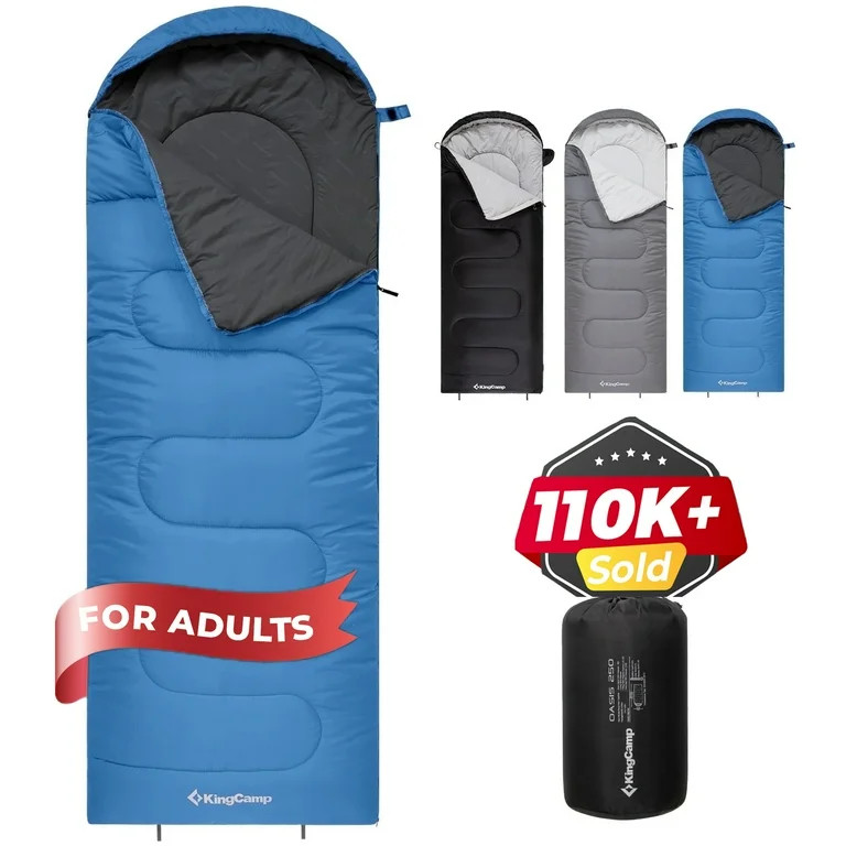 KingCamp 3-Season Cold Weather Sleeping Bag - Lightweight, Waterproof & Compression Sack Included... | Walmart (US)
