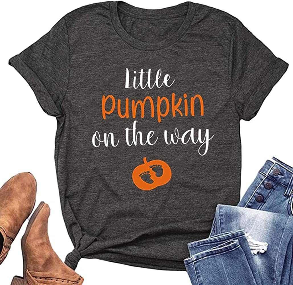 Little Pumpkin on The Way Maternity Outfit Shirt Cute Pumpkin Graphic P... | Amazon (US)