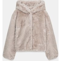 Zara - Short Faux Fur Hoodie Coat - Women - Mink - Women | Zara US